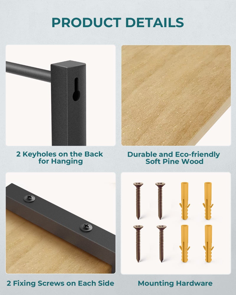 OROPY Spice Rack Wall Mounted, Rustic Wood Hanging Rack for Over The Stove, Kitchen Wall, 2 Pack - Image 5